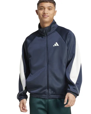 Bluza de trening cu fermoar si guler rigid Stadium, Alb/Gri carbune
