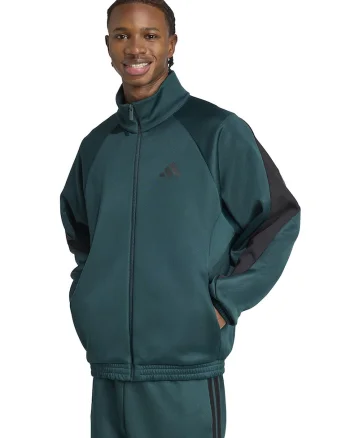 Bluza de trening cu fermoar si guler rigid Stadium, Negru/Verde englez
