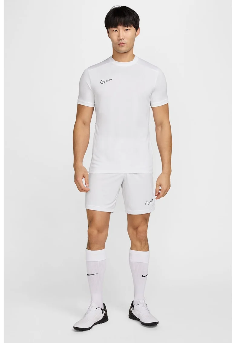 Tricou slim-fit pentru fotbal, Negru stins/Alb optic
