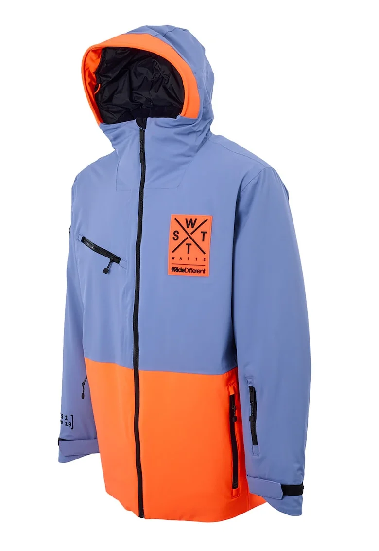 Jacheta cu gluga pentru snowboard Temper, Portocaliu mandarina/Albastru deschis