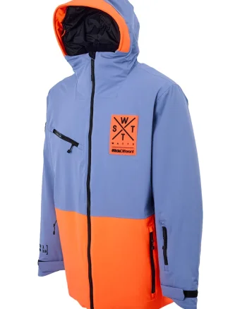 Jacheta cu gluga pentru snowboard Temper, Portocaliu mandarina/Albastru deschis