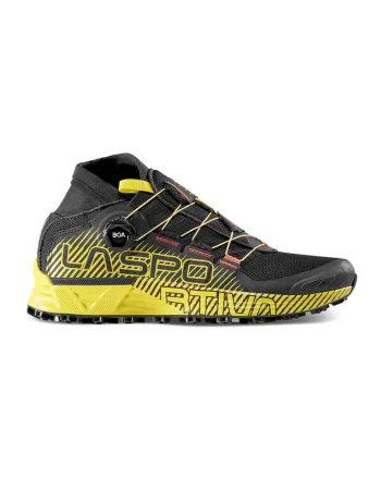 Pantofi mid-high cu detalii contrastante pentru alergare trail Cyklon, Negru/Galben