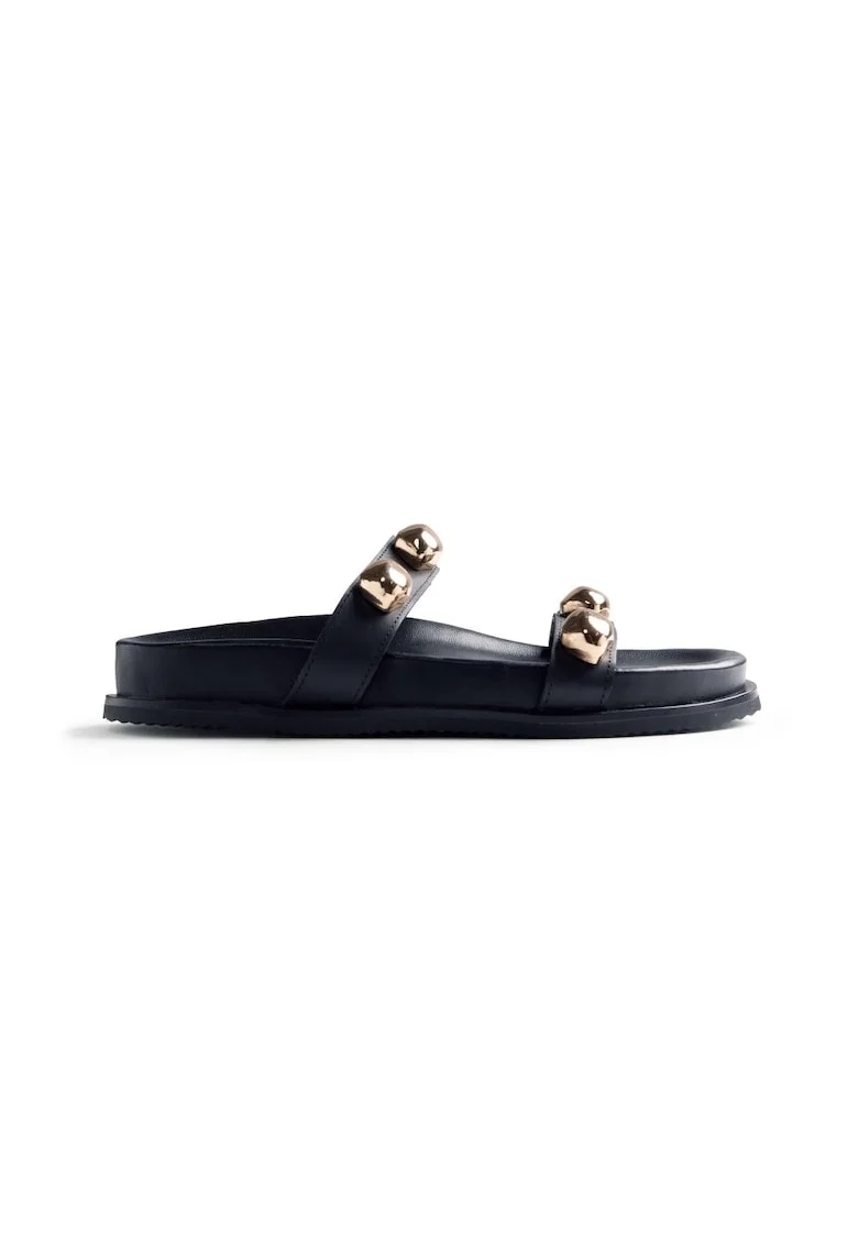Papuci de piele Kalou, Negru