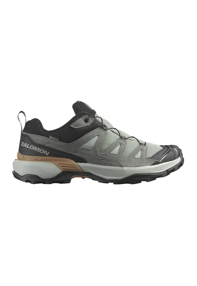 Pantofi X Ultra 360 cu garnituri de piele intoarsa pentru drumetii, Negru/Gri cenusiu