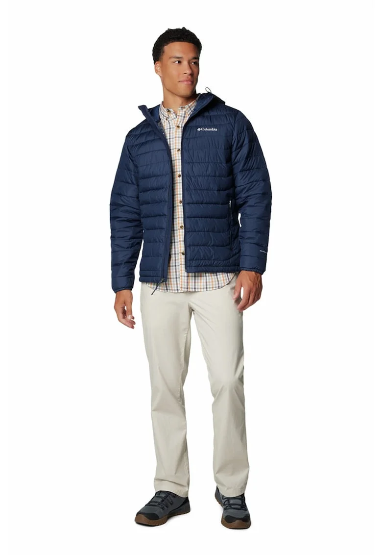 Jacheta cu gluga, pentru trekking Powdewr Lite II, Bleumarin