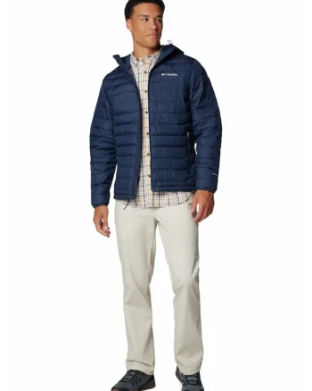 Jacheta cu gluga, pentru trekking Powdewr Lite II, Bleumarin