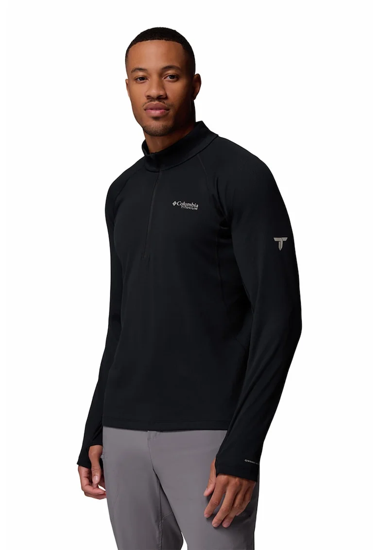Bluza cu fenta cu fermoar pentru trekking Driventure, Negru
