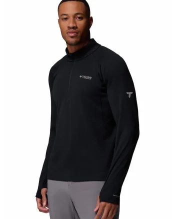 Bluza cu fenta cu fermoar pentru trekking Driventure, Negru