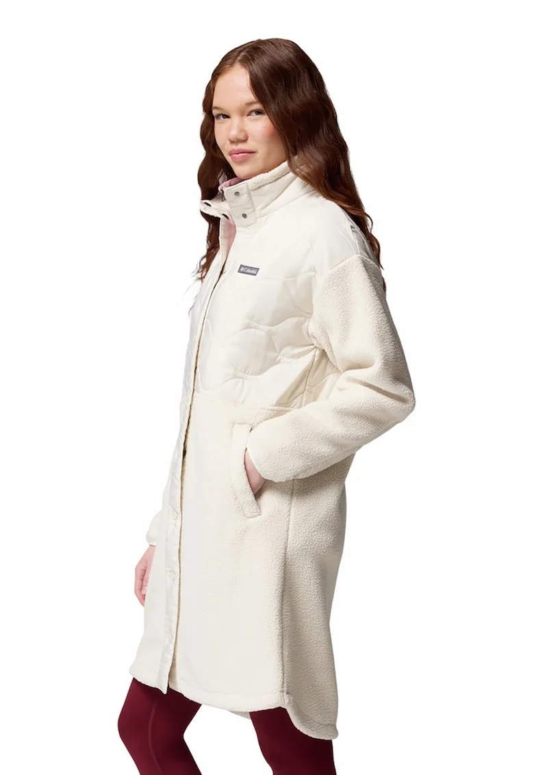 Geaca lunga cu logo Cloud Point, Crem