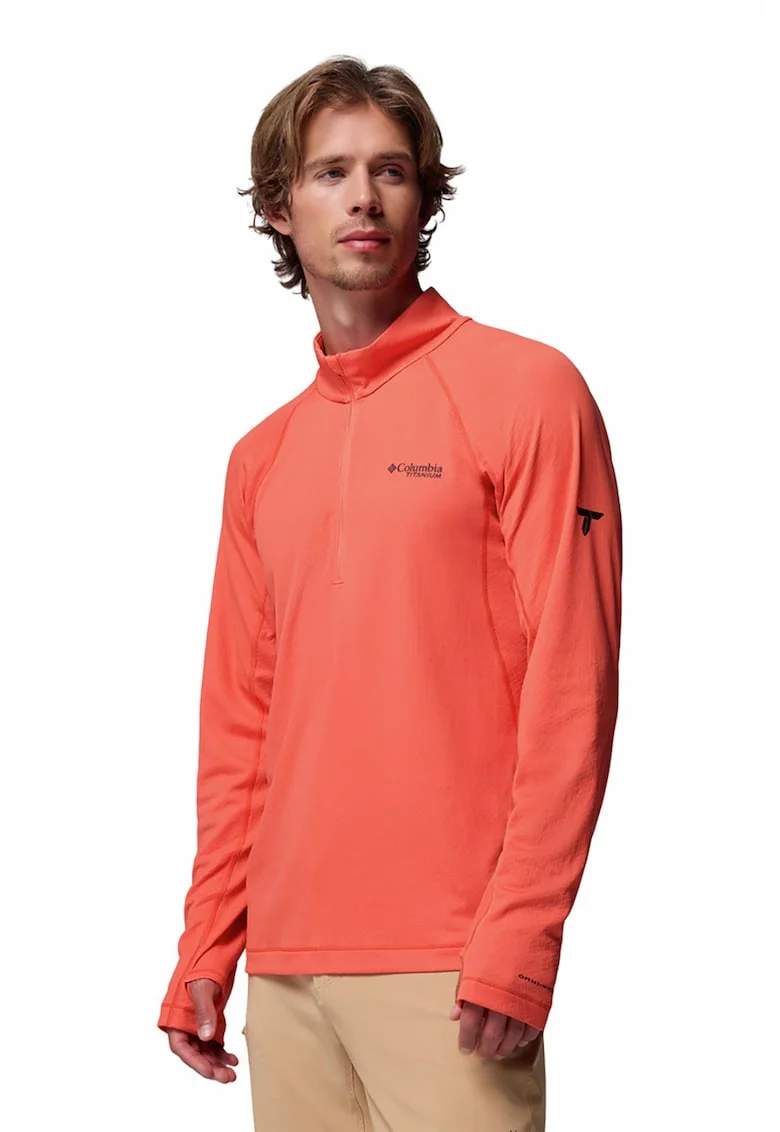 Bluza cu fenta cu fermoar pentru trekking Driventure, Portocaliu