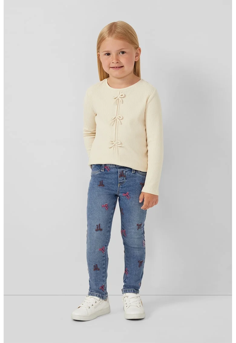 Blugi skinny cu broderii, Albastru