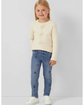 Blugi skinny cu broderii, Albastru