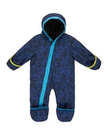 Salopeta cu model si inchidere velcro, Negru/Albastru