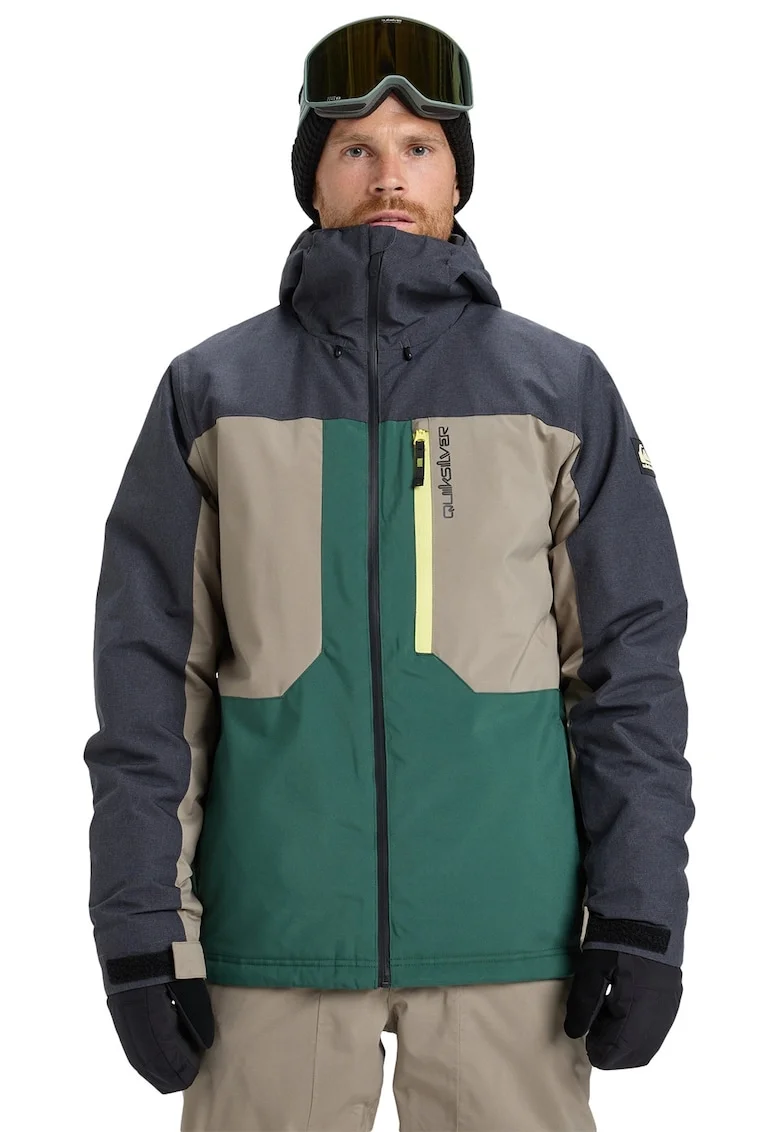 Geaca cu gluga pentru ski Dawson, Verde/Gri carbune/Grej