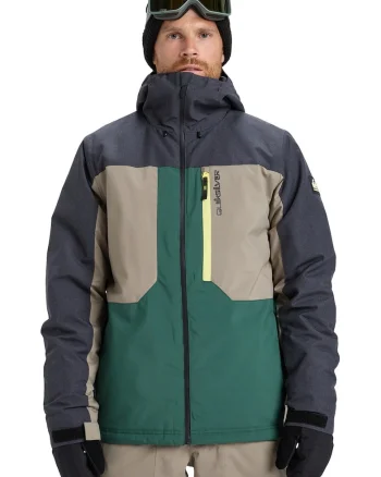Geaca cu gluga pentru ski Dawson, Verde/Gri carbune/Grej