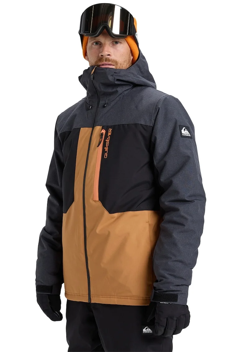 Geaca cu gluga pentru ski Dawson, Negru/Portocaliu persan/Gri antracit