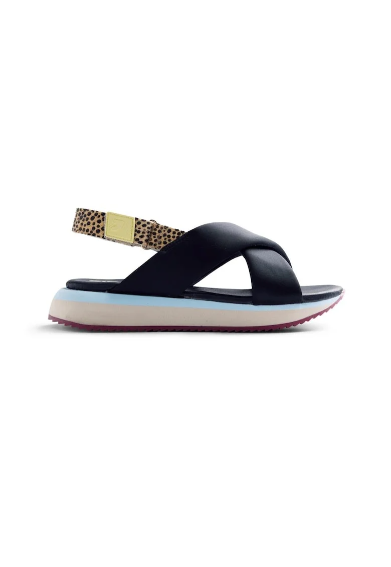Sandale flatform cu animal print Talisay, Negru