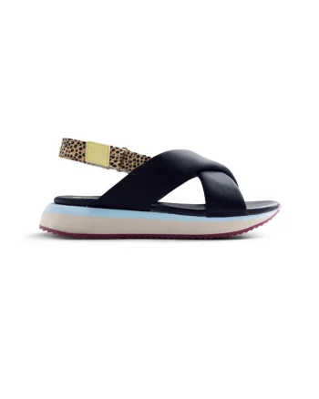 Sandale flatform cu animal print Talisay, Negru