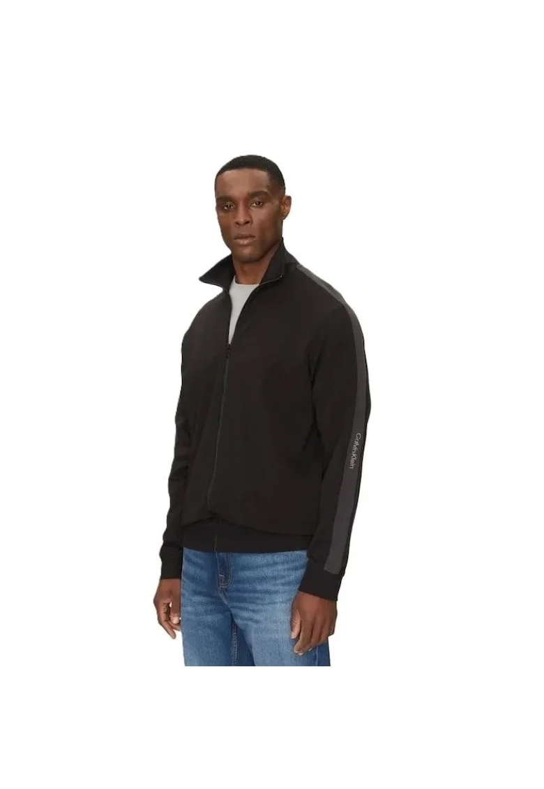 Bluza cu fermoar  pentru Barbati, logo tape zip through, J30J327244-BEH, Negru, Negru