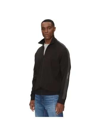 Bluza cu fermoar  pentru Barbati, logo tape zip through, J30J327244-BEH, Negru, Negru