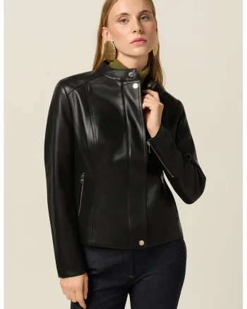 Jacheta slim fit cu fermoar, Negru