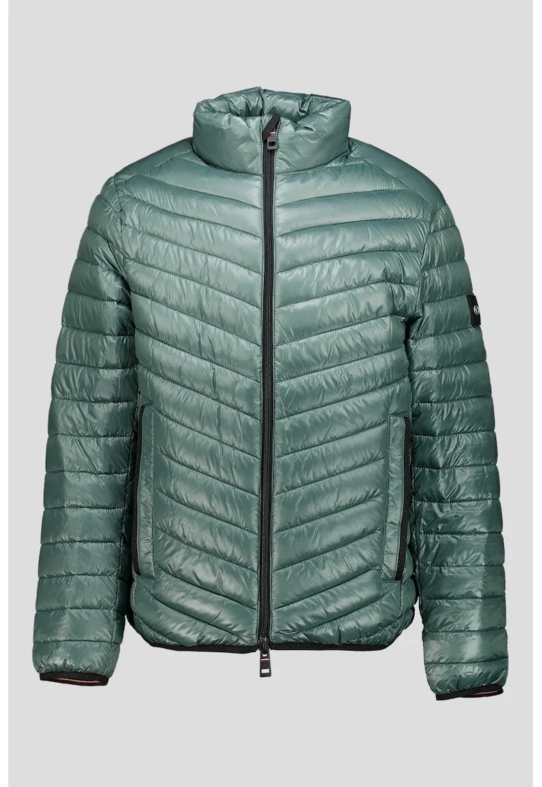 Jacheta cu fermoar si guler mediu, Verde aquamarin