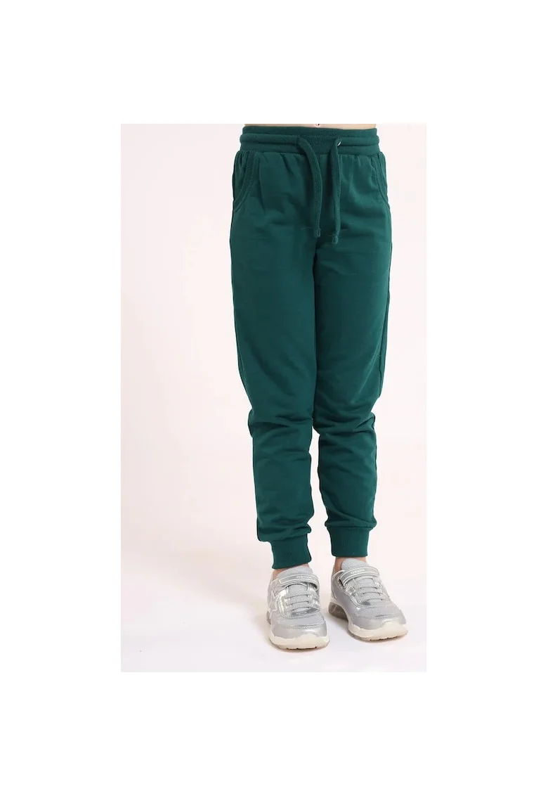 Pantaloni din bumbac cu manseta elastica, pentru fetite, Verde