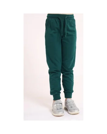 Pantaloni din bumbac cu manseta elastica, pentru fetite, Verde