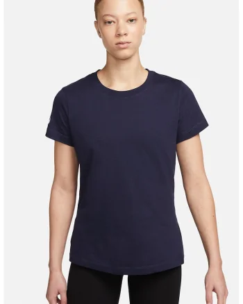 Tricou de bumbac cu decolteu la baza gatului, pentru fotbal, Bleumarin