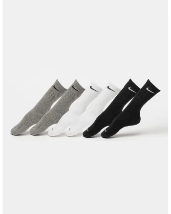 Set de sosete lungi din amestec de bumbac pentru antrenament - 6 perechi, Negru/Alb optic/Gri inchis