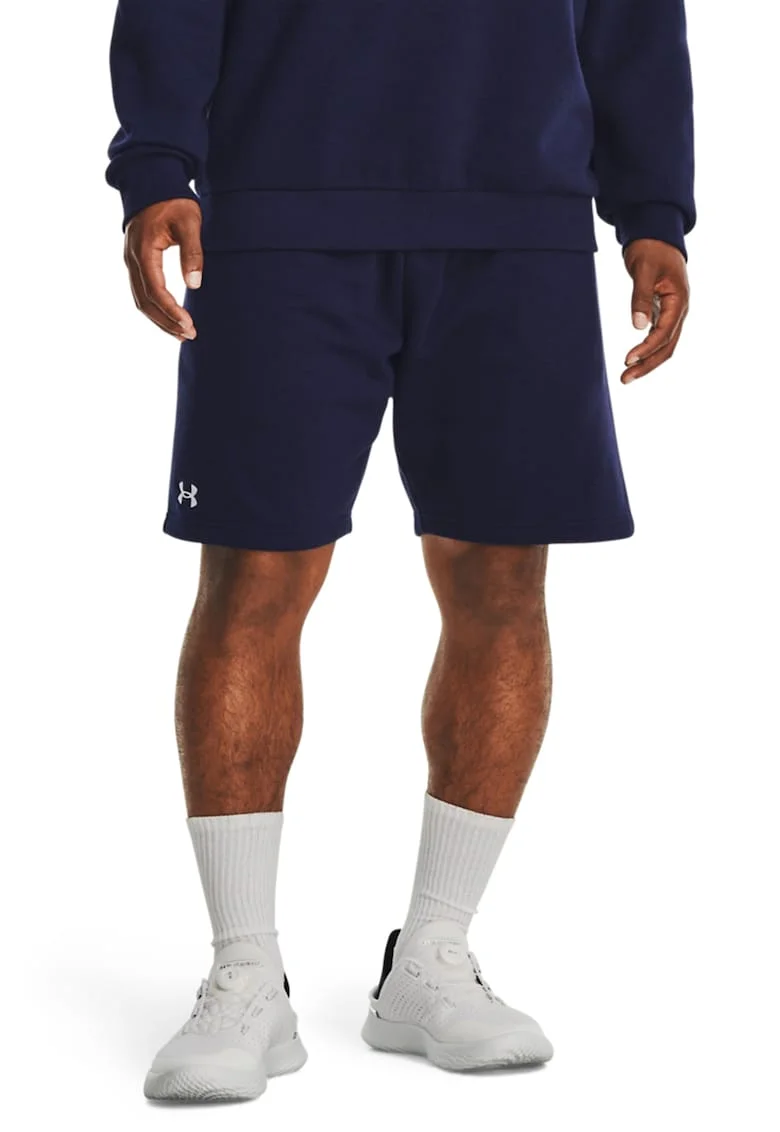 Pantaloni scurti cu logo, pentru fitness Rival, Alb/Bleumarin