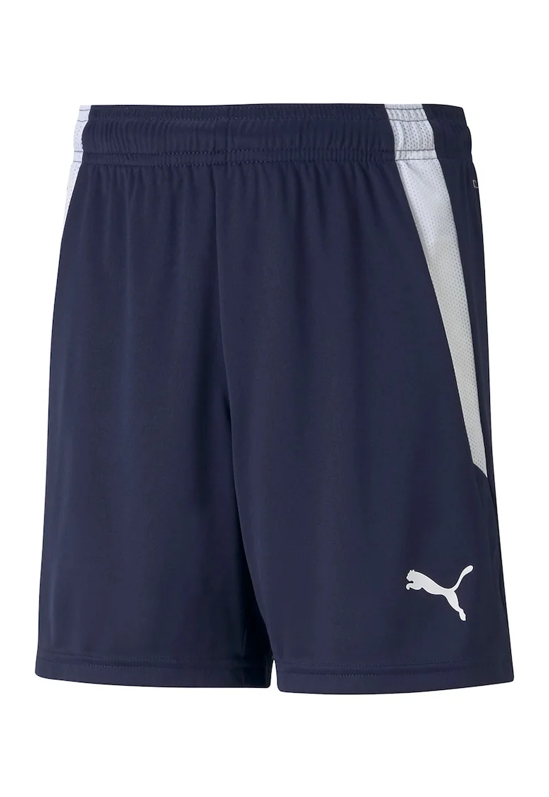 Pantaloni scurti cu talie ajustabila, pentru fotbal teamLIGA, Alb/Bleumarin