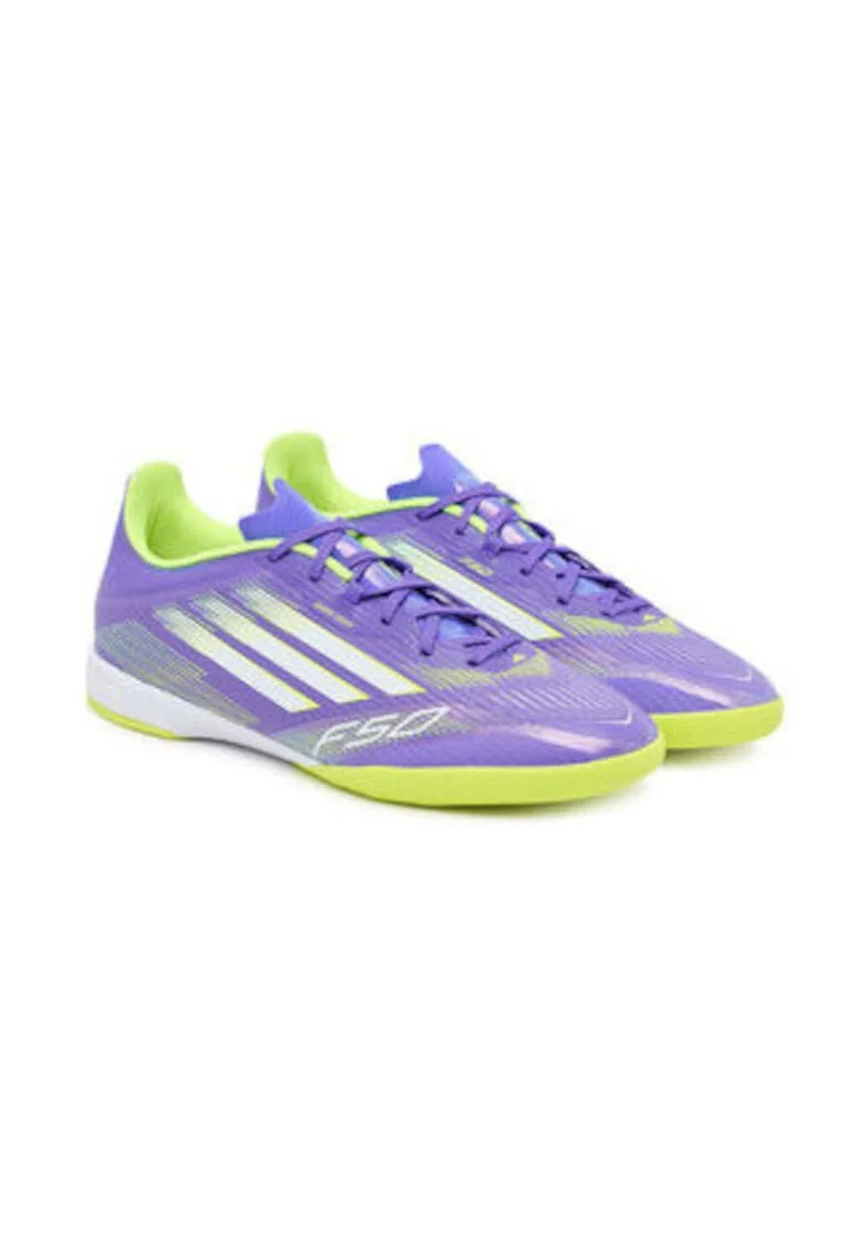 Pantofi sport din material textil cu accente contrastante si sireturi colorate, pentru fotbal