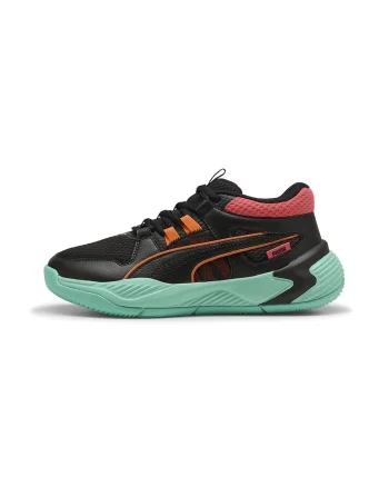 Pantofi sport din piele ecologica cu insertii din plasa, pentru baseball Uproar JR, Rosu/Negru/Verde menta