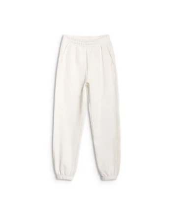 Pantaloni sport dama  jogger, alb, bumbac 80%, primavara-vara 2025