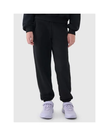 Pantaloni sport  pentru fete, negru, bumbac, croiala normala, 2 buzunare