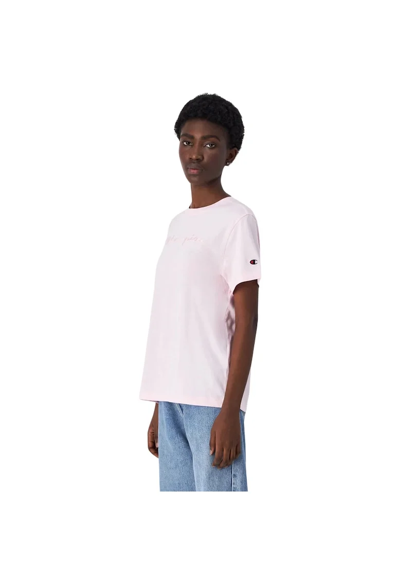 Tricou sport  roz, bumbac, croiala slim, decolteu rotund