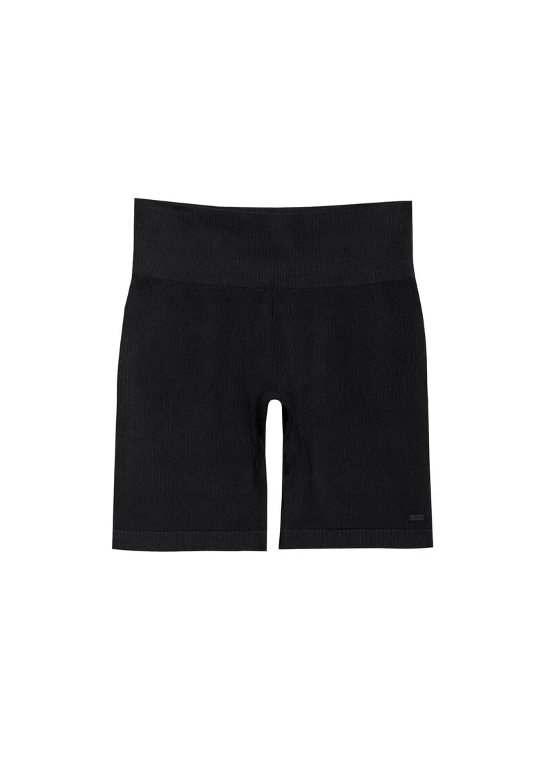 Colanti Scurti de Antrenament FNK F014 pentru Femei, Talia Inalta, Slim Fit, Dry, Negru Intens