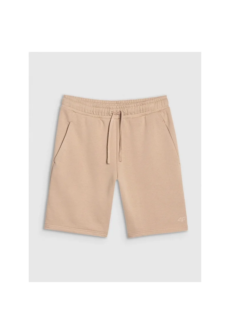 Pantaloni scurti barbati  bej, bumbac/poliester, croiala normala, fara captuseala