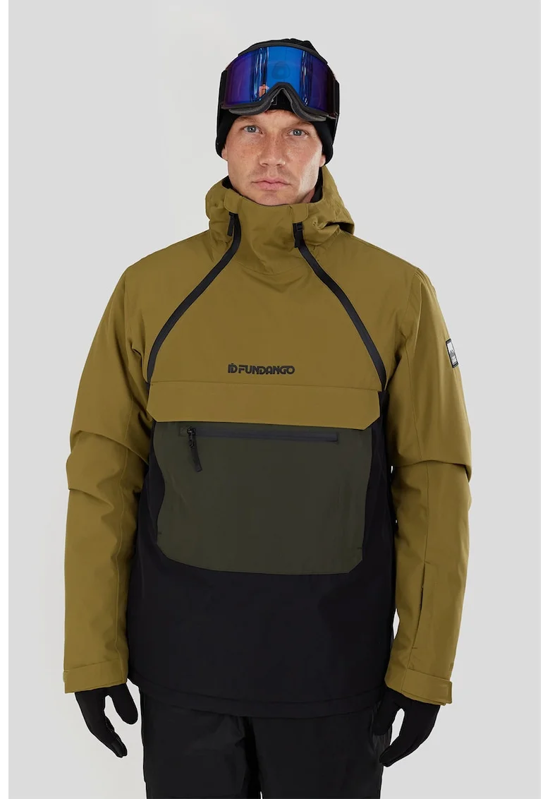 Geaca impermeabila pentru ski Hydra ECO Anorak, Negru/Verde masliniu