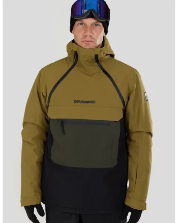 Geaca impermeabila pentru ski Hydra ECO Anorak, Negru/Verde masliniu
