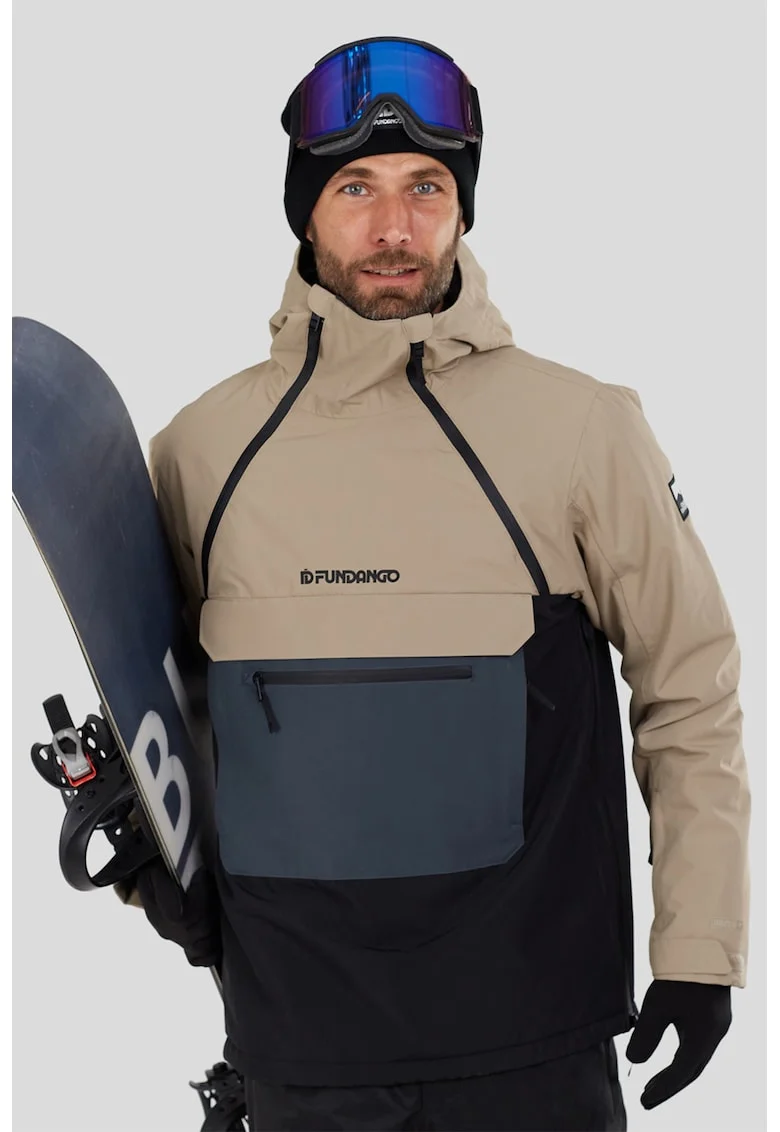 Geaca impermeabila pentru ski Hydra ECO Anorak, Negru/Albastru inchis/Bej