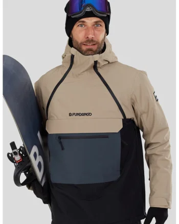 Geaca impermeabila pentru ski Hydra ECO Anorak, Negru/Albastru inchis/Bej