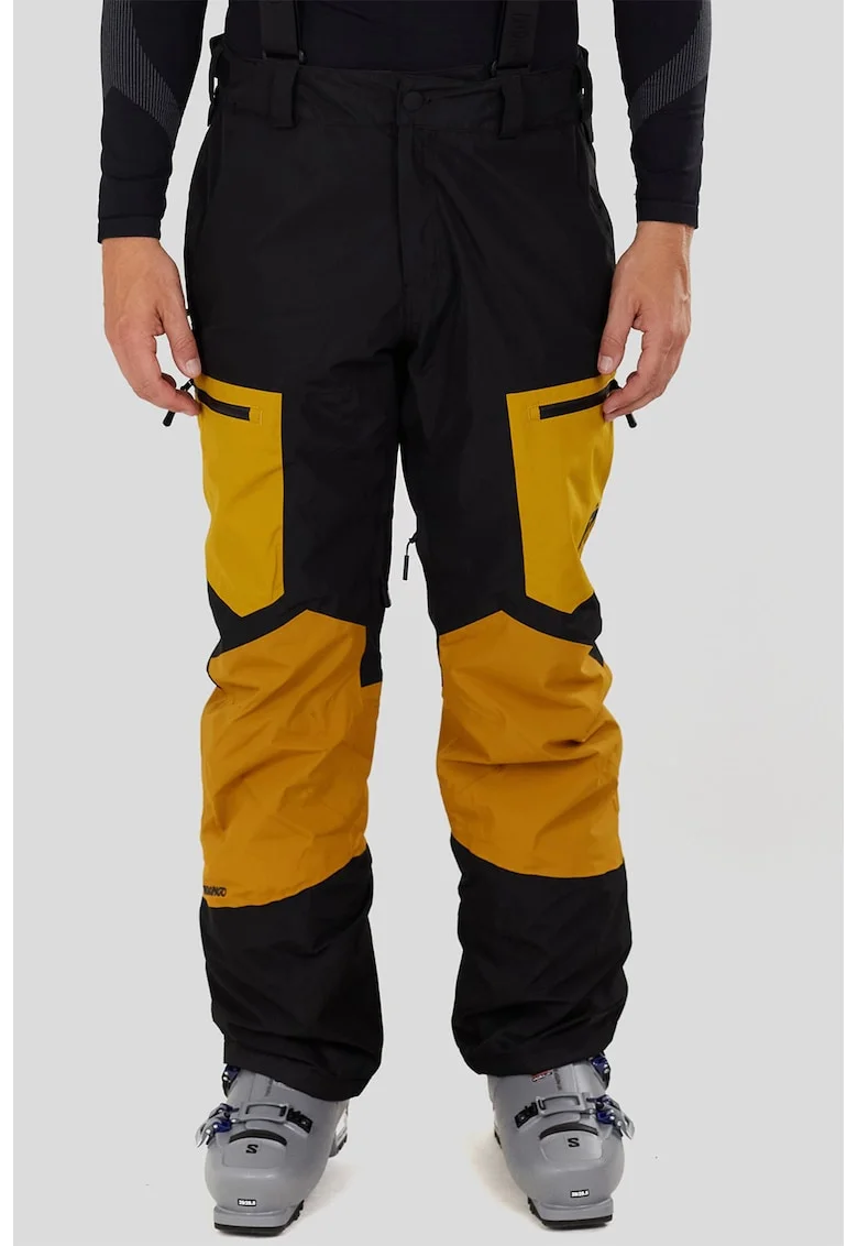 Pantaloni cu model colorblock pentru ski Nexara 3L, Negru/Galben sofran