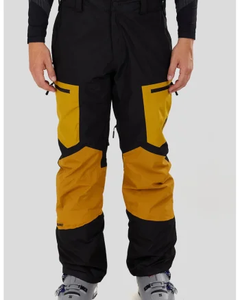 Pantaloni cu model colorblock pentru ski Nexara 3L, Negru/Galben sofran