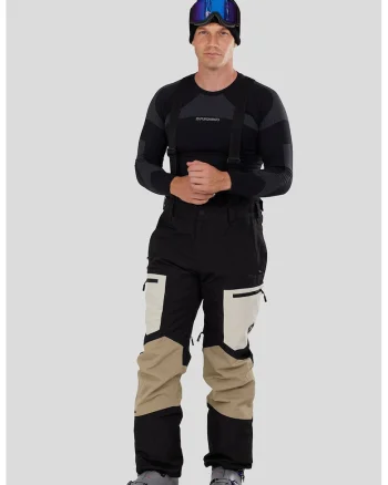 Pantaloni cu model colorblock pentru ski Nexara 3L, Negru/Bej deschis