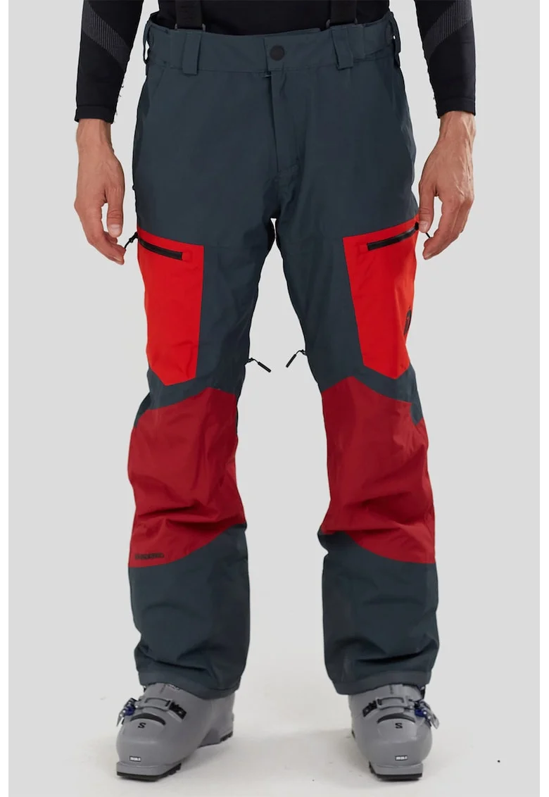 Pantaloni cu model colorblock pentru ski Nexara 3L, Albastru ultramarin/Rosu inchis