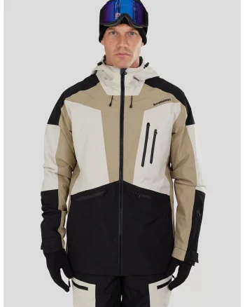 Jacheta impermeabila pentru ski Rigel 3L, Negru stins/Alb murdar/Bej deschis