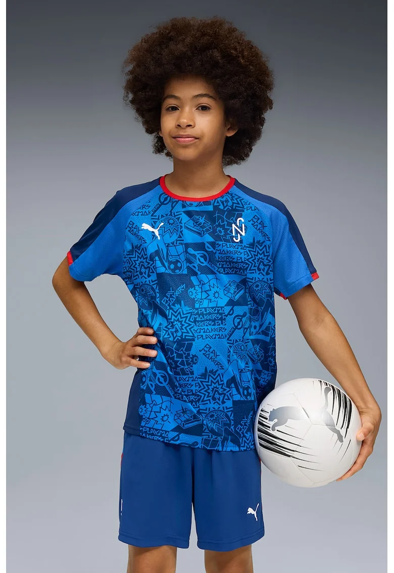 Tricou cu imprimeu grafic, pentru fotbal Neymar JR, Rosu/Albastru