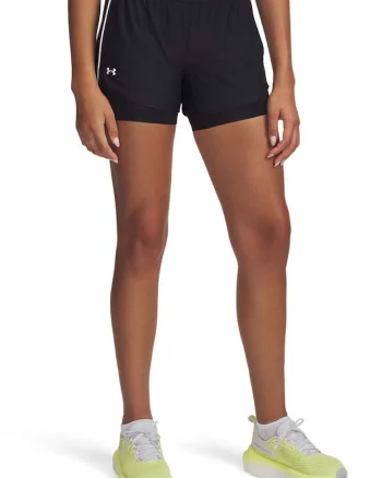 Pantaloni scurti 2in1 pentru antrenament Tech Play Up, Alb/Negru